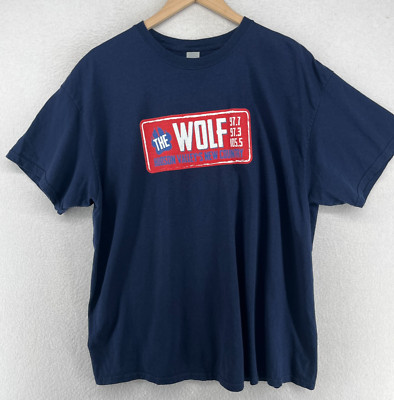 THE WOLF Shirt Adult XL HUDSON VALLEYS NEW COUNTRY Radio Station Cotton Blue