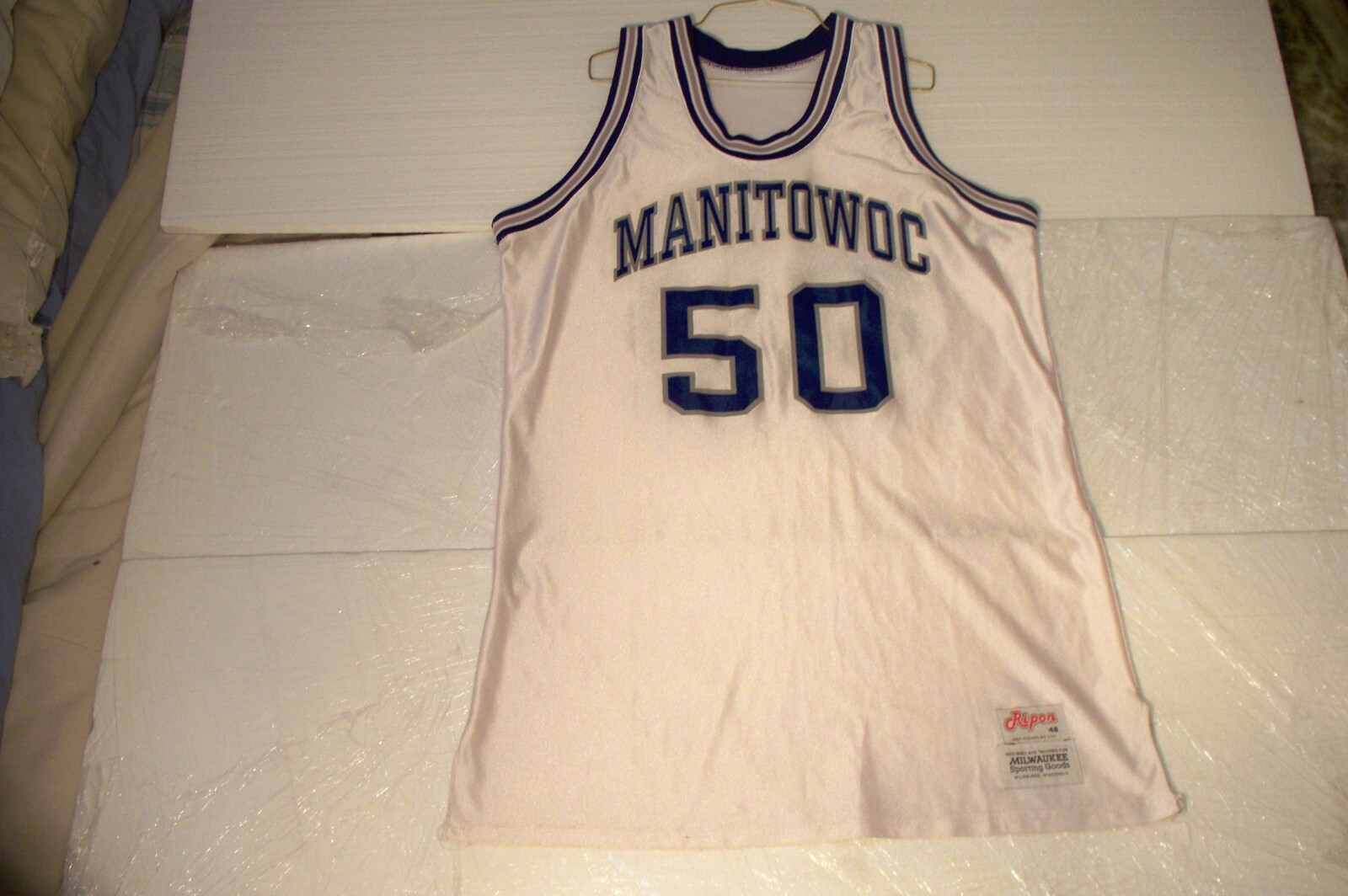 Vintage Manitowoc WI High School Basketball Jersey 48 Ripon Made In USA
