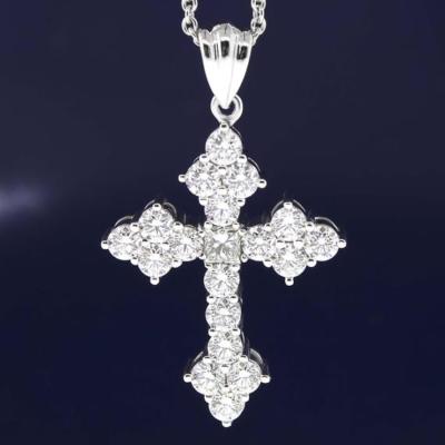 Christmas Day's 2 CT Moissanite Cross Pendant Necklaces Real 925 Sterling Silver