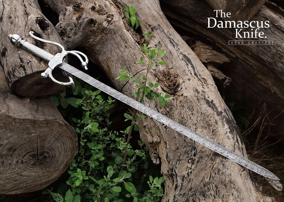 Famosa Espada Damasco Acero Larga Medieval Hecha a Mano Leyenda del Zorro.Regalo Para Él Foto 4 de 4