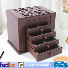 5 Layers Case Vintage Large Jewelry Organizer Storage Box w/ 4 Drawers