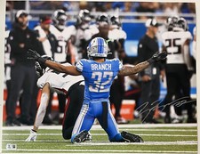 BRIAN BRANCH SIGNED DETROIT LIONS 16X20 BECKETT WITNESS COA
