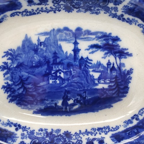 Antique Flow Blue Nonpareil Burgess & Leigh Middleport Pottery 10" Serving Dish - Picture 6 of 17