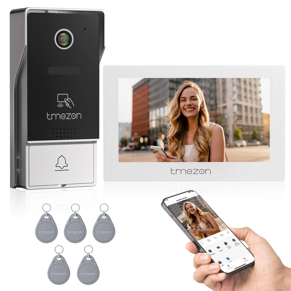 TMEZON 2MP WLAN Video Türsprechanlage KLINGELANLAGE 7" Touch Monitor RFID KARTE
