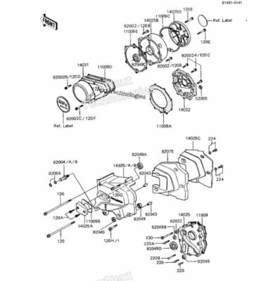 Kawasaki KZ900,Z1,KZ1000,Z1R,KZ1100,ZX1100 nos r/h engine cov
