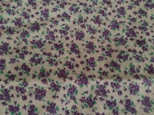 New Peter Pan Fabrics Cotton White w/Lavendar Flowers w/Leaves Fabric,45"x1yd
