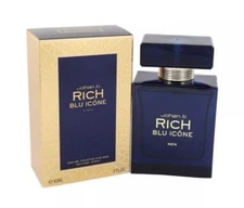 Rich Blu Icone by Johan B. 3 oz EDT Cologne for Men New In Box