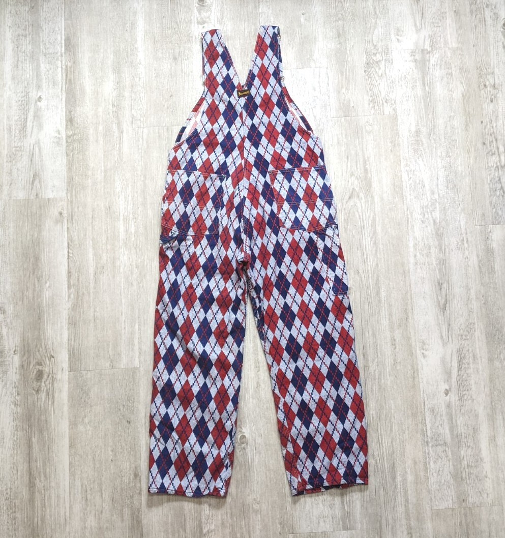 Vintage 50s Big Smith Union Made Sanforized Overalls Argyle Print 36 Waist image 3