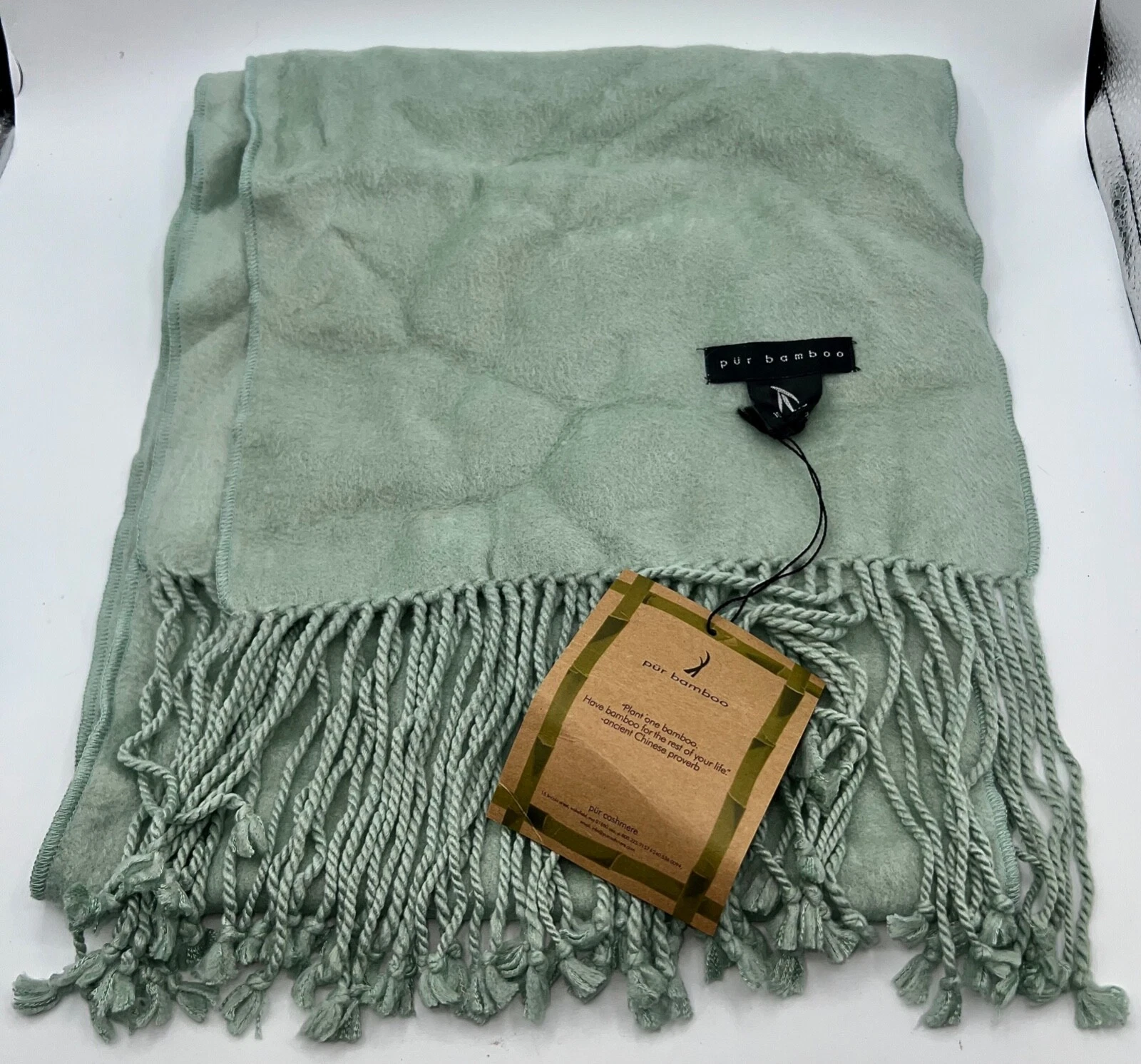 New Pur Bamboo Sea Green 100% Bamboo Fringe Luxury Soft Wrap Shawl Scarf