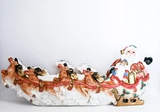 NEW 90's Fitz & Floyd Kris Kringle Santa Reindeer Sleigh Christmas Tidbit Dish