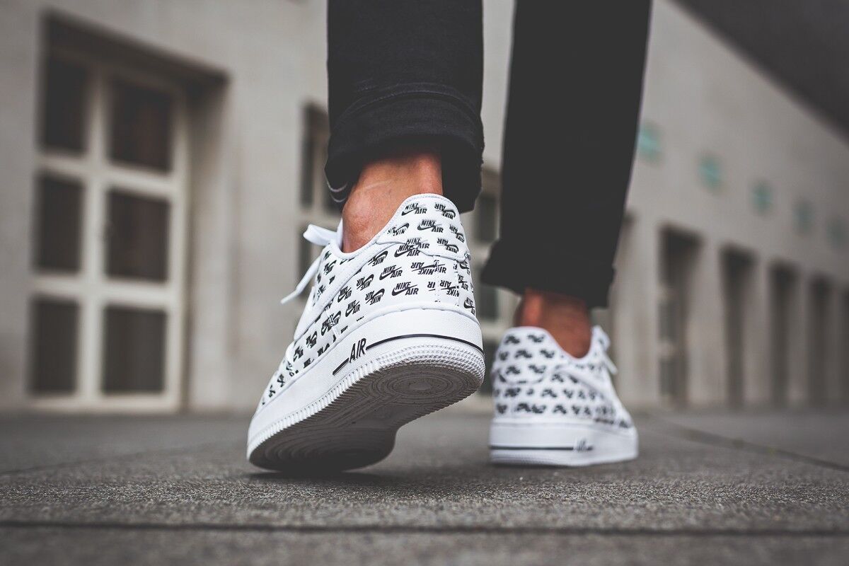 Nike Air Force 1 Low 07 QS All Over Logo Pack White Black Nike Air Force 1 Low 07 QS All Over Logo Pack White Black