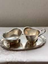 Vintage silverplated set of milk jug, sugar bowl, tray, WMF, Germany, 1935-65