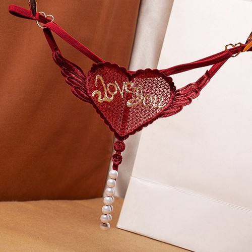 Sheer Lace Seductive Crotchless Lingerie with Pearl Massage for Women in Pink - Picture 7 of 28