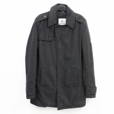 CAMP DAVID Premium Mens S Car Jacket Pea Coat Wool Blend Black Button Winter