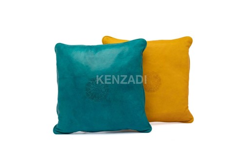 Decorative Moroccan handmade Leather Throw Pillow Covers 16 x 16 In by Kenzadi - Picture 62 of 72
