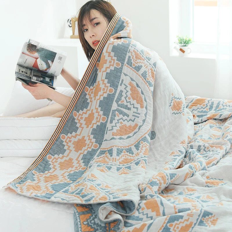 Cotton Blanket 4 Layers Gauze Cotton Summer Quilt Cozy Soft Flat Sheet Bed Cover - Image 3 of 4