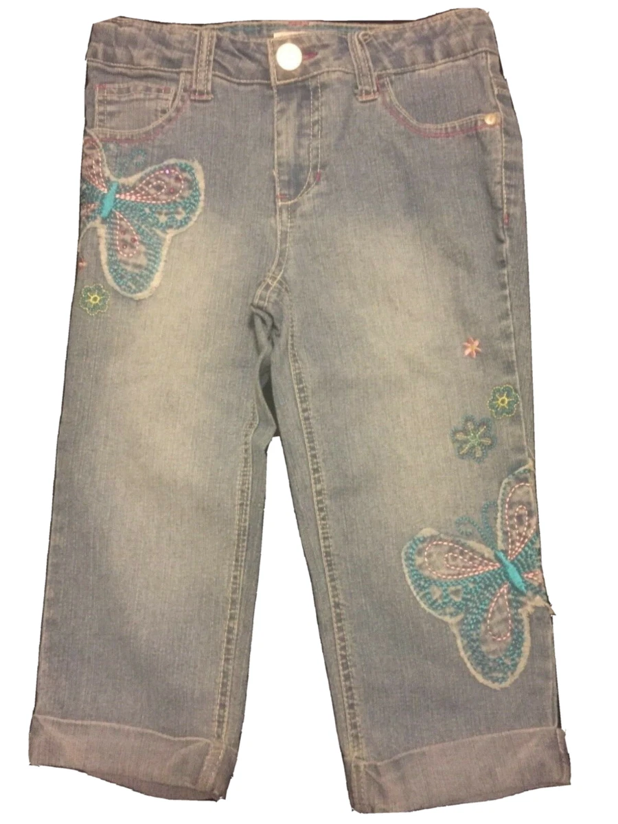Pantalones capri Circo Light Denim con apliques de mariposa con ajuste Cintura Niña Talla 12