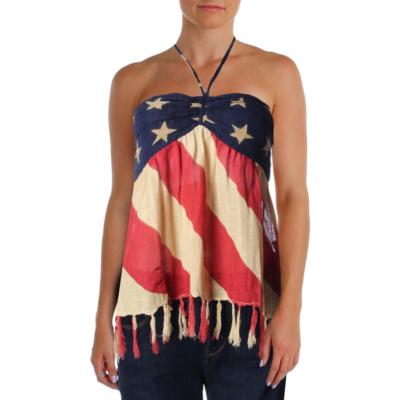 Denim & Supply Ralph Lauren Womens Blue/Red Gauze Fringe Halter Top  XS,L,XL, M | eBay