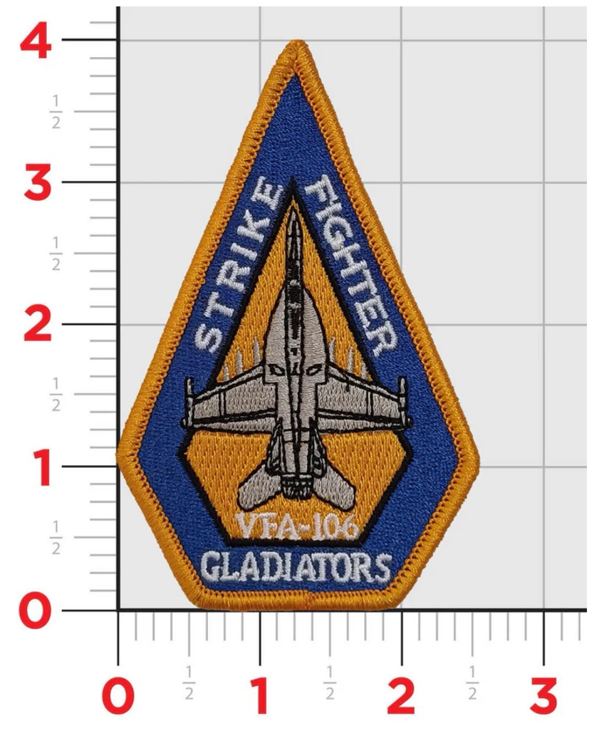 NAVY VFA-106 GLADIATORS F-18 SUPER HORNET EMBROIDERED PATCH WITH
