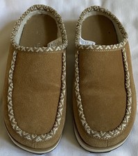 Staheekum Tan Suede Leather/Fur Slip-on Mule Slipper Shoes - Women's Size 6