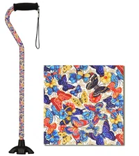 Self-Standing Walking Quad Cane for Men and Women Adjustable Height Wide Base