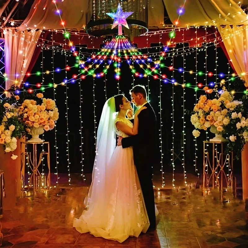 282 LED Christmas Tree Waterfall Lights  for Indoor Outdoor USB Powered 8 Modes - Image 2 of 4