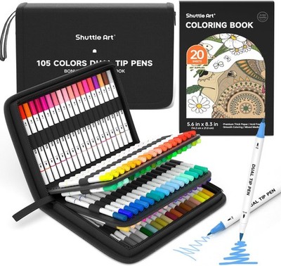 Shuttle Art 105 Dual Brush Pens Bunt Pinselstifte Fasermaler Fineliner Set