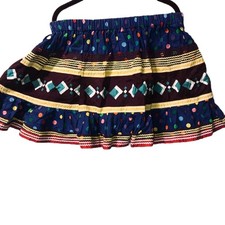 Seminole Native American Patchwork Skirt Girls Vintage Hand Made Blue Yellow New