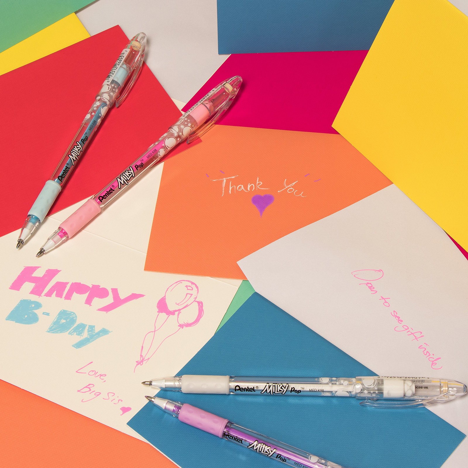 Pentel Milky Pop Gel Pens 8 Count Pastel Colors Smooth Ink Comfortable Grip