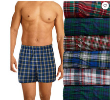 Men Hanes 6-Pack Ultimate Woven Moisture-Wicking Boxer Underwear - Tartan Plaid