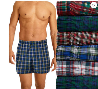 Men Hanes 6-Pack Ultimate Woven Moisture-Wicking Boxer Underwear - Tartan Plaid