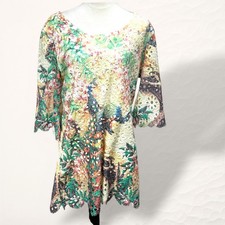 Atmosphere Mini Dress Womens XL Multicolor Maximalist Peacock Eyelet Lace Artsy