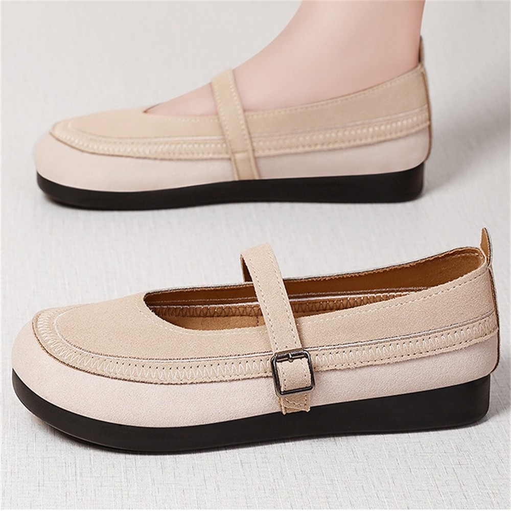 SAOLA Mocassini donna ecopelle scamosciata punta tonda Mary Jane comodi suola spessa casual slip on