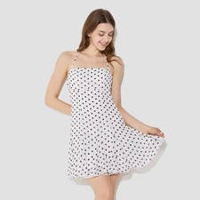 Wild Fable Women's Casual Tie-Neck Mini A-Line Dress - White