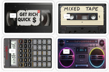 80's Retro Credit Debit Gift Card Skin ATM Sticker VHS Boom Box Calculator USA