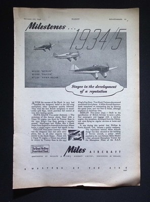 Original 1942 Reklame Phillips & Powis Miles Merlin Falcon Hawk Major