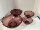 Pyrex Amethyst Cranberry Mixing Vintage Bowl Set - 4 Nesting Bowl