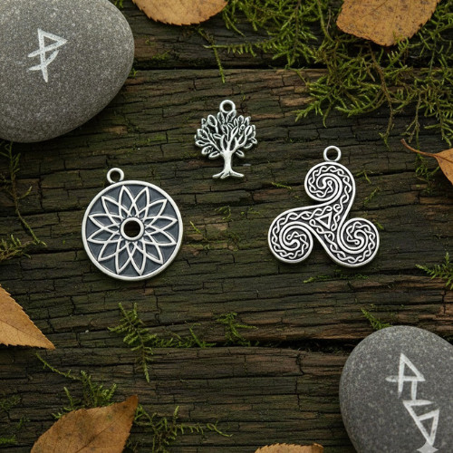 Pack Celta Pagano- Trisquel Labrado Plata Vieja + Rueda Solar Celta + Árbol vida