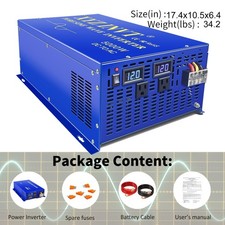 5000W 12/24/36/48VDC to 240VAC Pure Sine Wave Inverter Peak10000 Heavy Duty