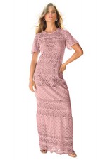 Roaman's Women's Plus Size Crochet Lace Maxi Dress