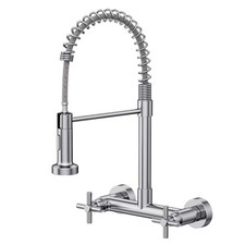Wall Mount Kitchen Faucet, Brushed Nickel Kitchen Sink Faucet, 8 Inch 2 Handl...