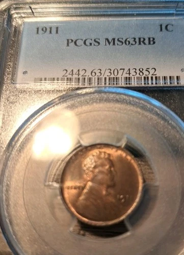 1911 Lincoln Wheat PCGS MS 63 R/B