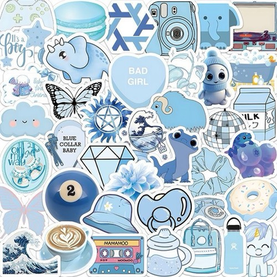 #ad #ad 30PCS Cute Summer Blue Ocean Aesthetic Stickers For Water Bottle Laptop $1.80