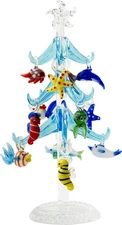 XM-576 Glass Tree - Blue Sea Life Christmas Glass Tree - 7.75" - Gift Box