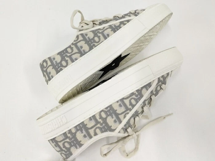 Baskets Christian Dior femme WALKN DIOR toile cuir taille 36 gris blanc