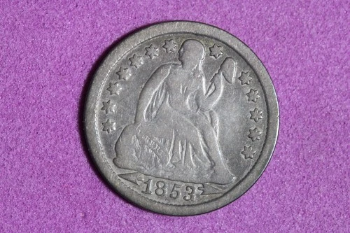 Estate Find 1853 ARROWS Seated Liberty Dime #K59798