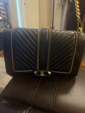Rebecca Minkoff Black Chevron Quilted Leather Crossbody Bag Love Shoulder Purse