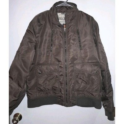 American Rag Cie Mens Chocolate Brown Bomber Jacket Size L Large Biker