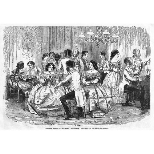 HUNTING Foxhunters Regaling in Present Degenerate Times - Antique Print 1856