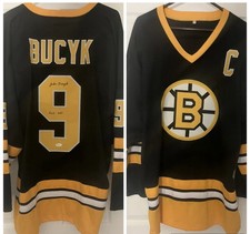 JOHNNY BUCYK SIGNED AUTO CUSTOM BOSTON BRUINS JERSEY w/JSA Cert Size XL